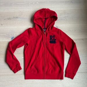Vintage polo jeans company Ralph Lauren women’s Red Zip-Up Hoodie Sz medium